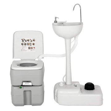 Giantex outdoor wash sink with integrated soap tank for camping handwashing.