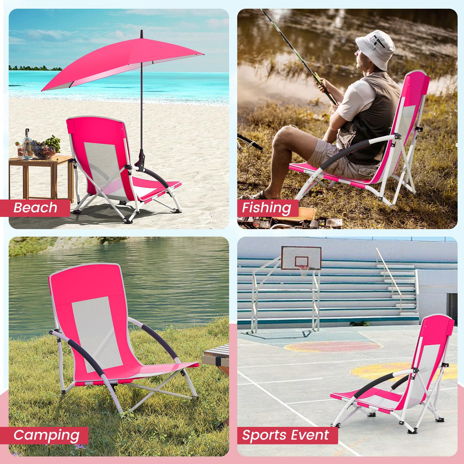 Giantex pink mesh back promotes airflow for breathable seating under sun