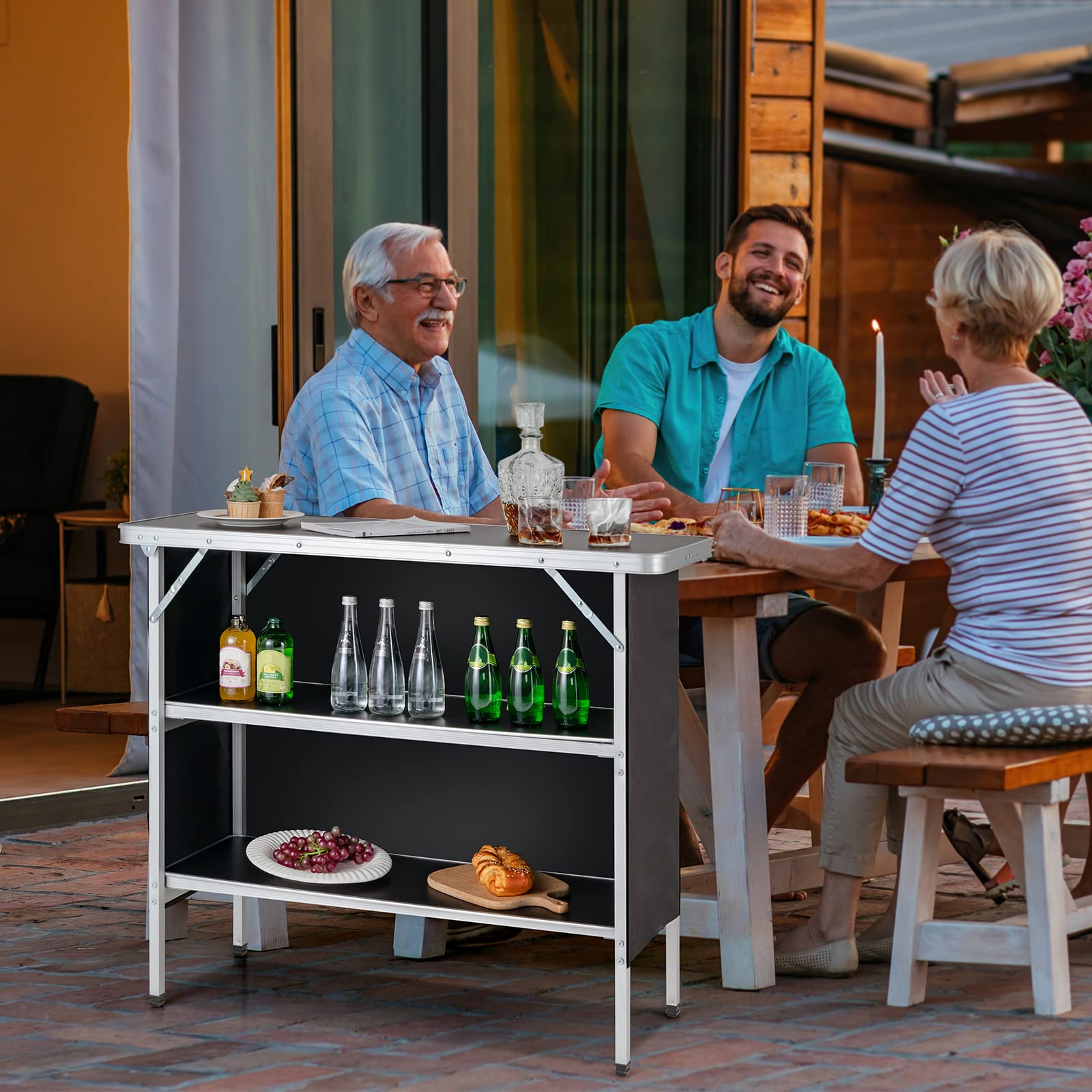 Giantex portable bar table set up at a party or trade show event.