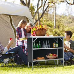 Giantex bar table with two-tier shelves for organized storage