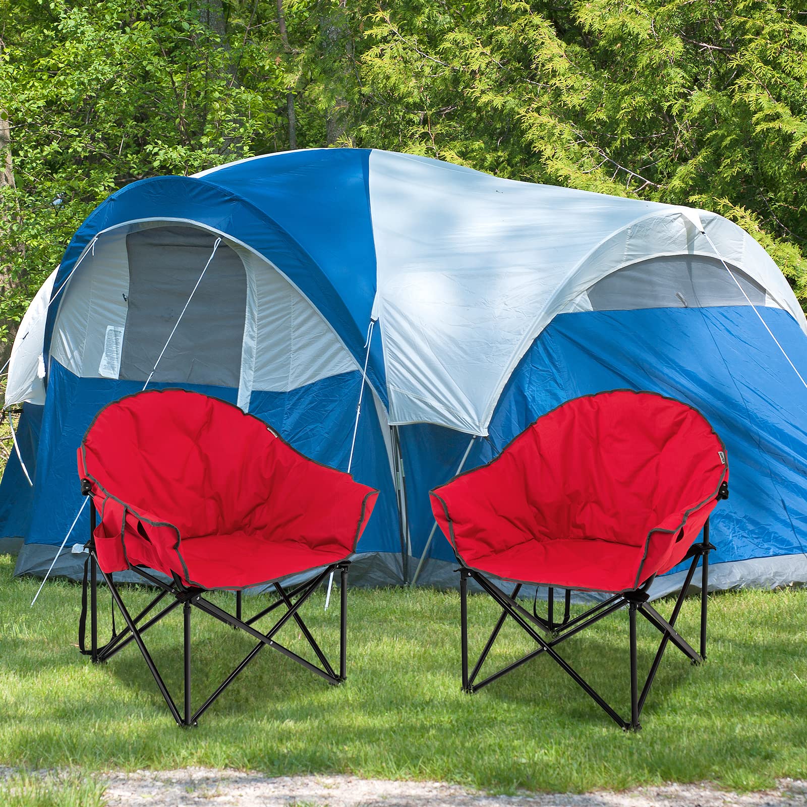 Giantex red chair folded with storage bag for easy transport and storage