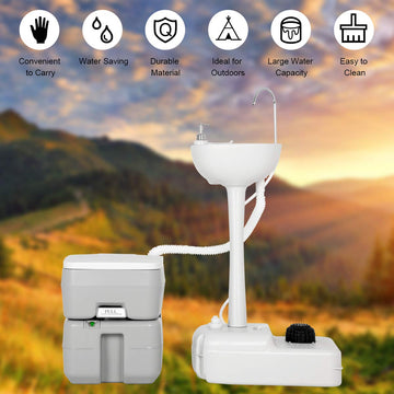 Giantex portable toilet with full-size seating for RV use.