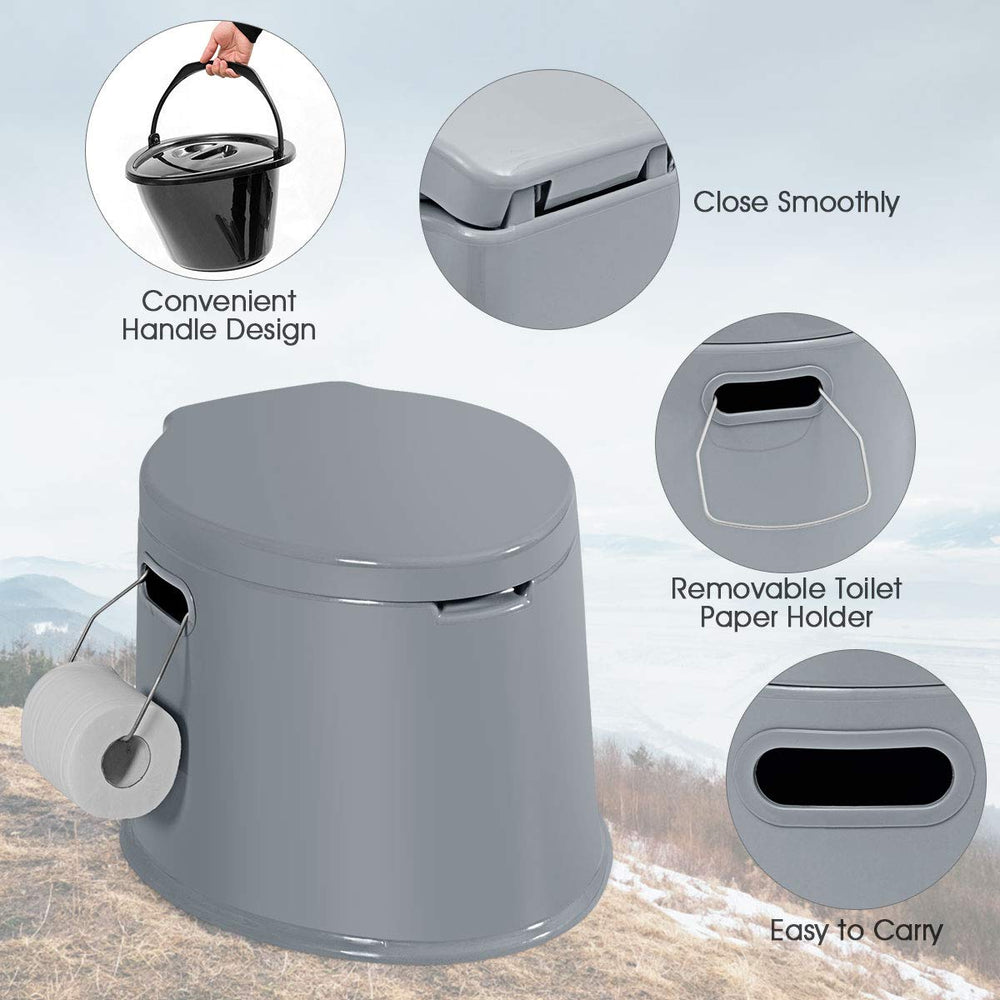Giantex portable travel toilet, lightweight with side handles for effortless transport.