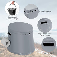 Giantex portable travel toilet, lightweight with side handles for effortless transport.