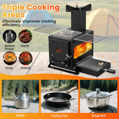 Giantex oven pan area, ideal for baking or foil meals on site.