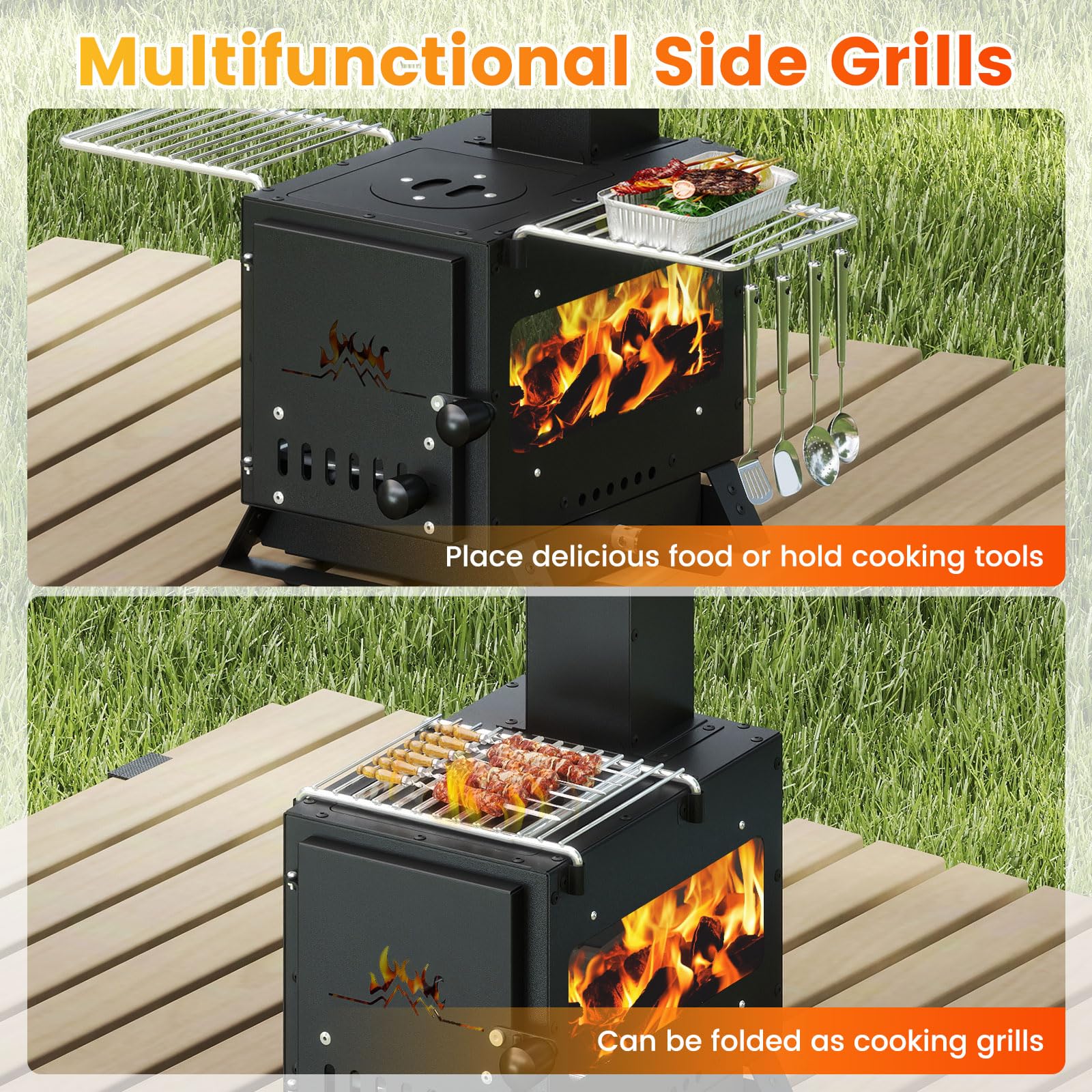 Giantex three-cooking-positions stove enables multi-zone cooking for kettles, pans, and soups.