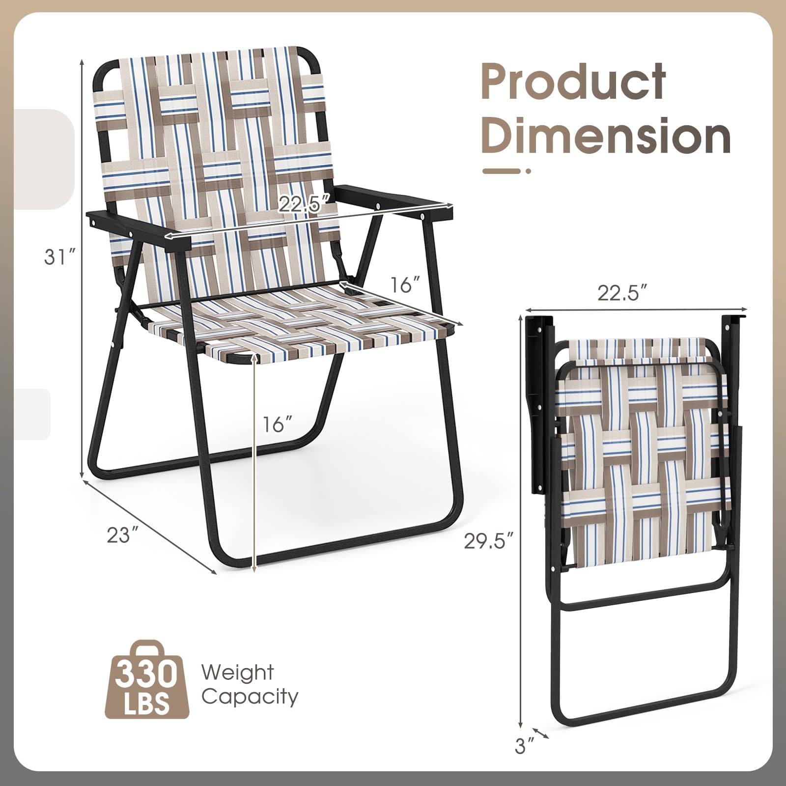 Giantex weather-resistant webbing seat captured during poolside relaxation.