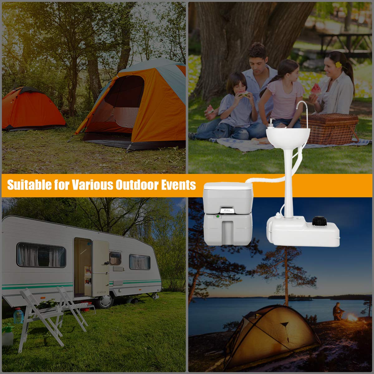 Giantex wheels and handles enable easy transport at campsites.