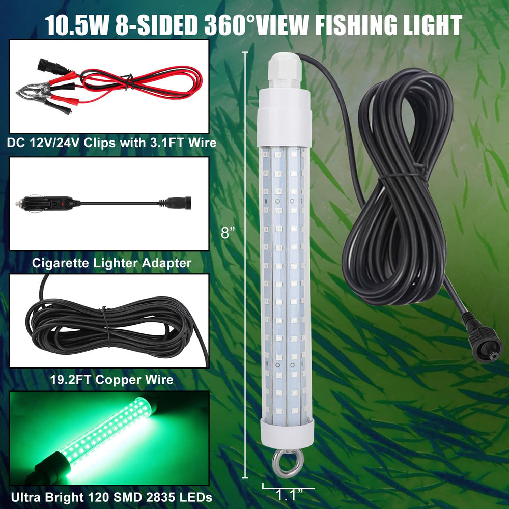 Gibbab 360-degree green LED light provides full visibility for night fishing