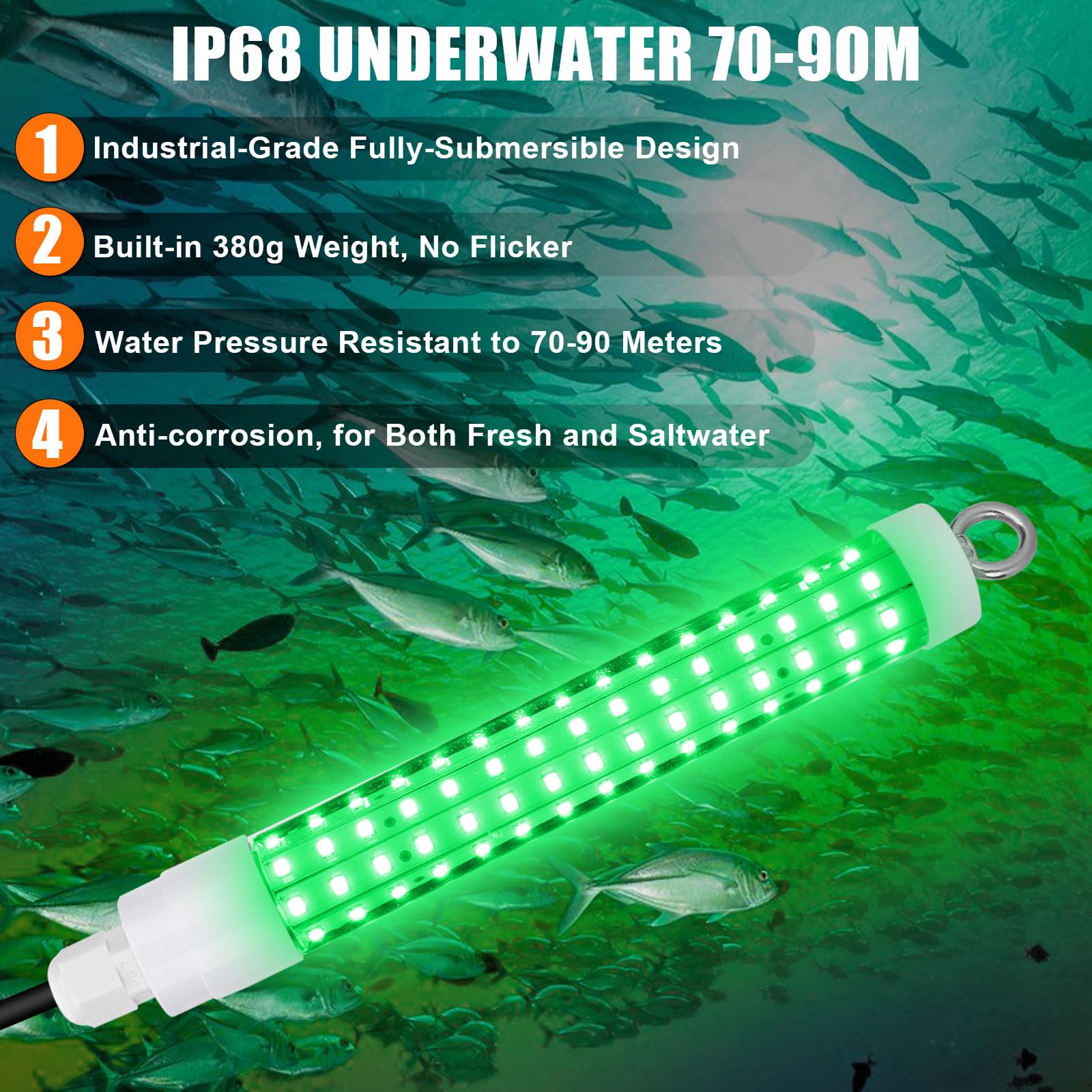 Gibbab IP68 underwater light showing waterproof seal for freshwater and saltwater