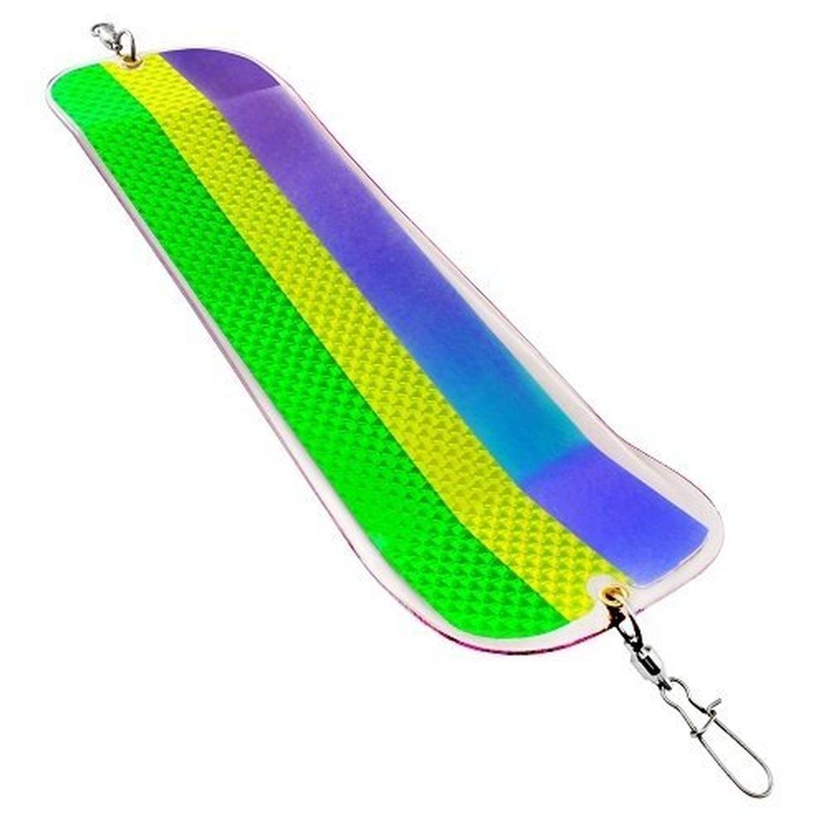 Gibbs-Delta Highliner Flasher in UV purple moon jelly with green and yellow for lifelike lure action