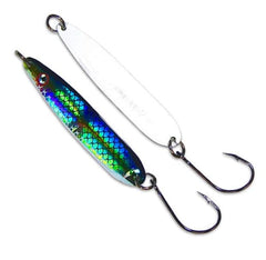 Gibbs Delta Skinny G Spoon Herring Aide Glow lure ready for fishing at dawn, attracting fish with glow