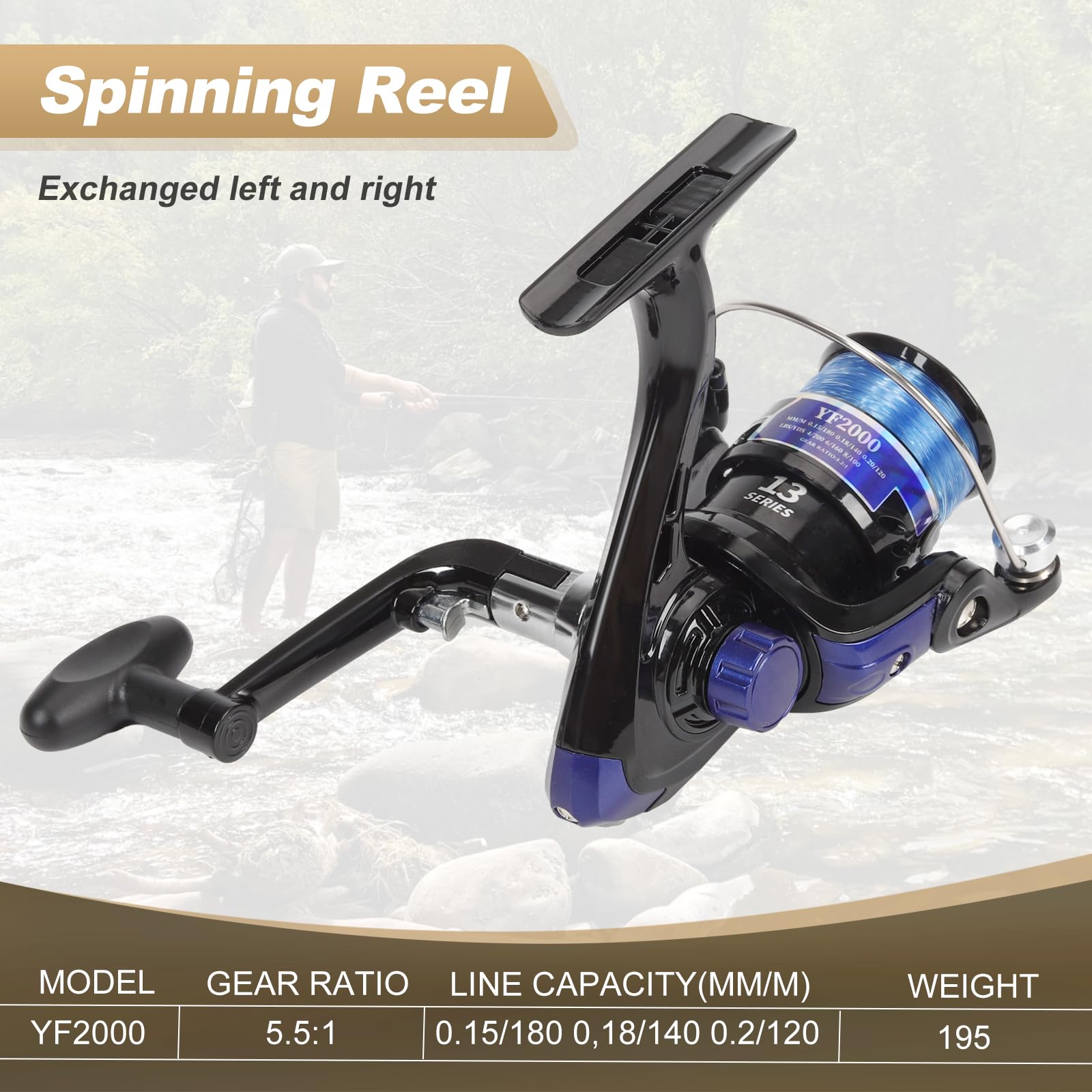 GIFY YF2000 spinning reel close-up with powerful gearing for smooth retrieves.
