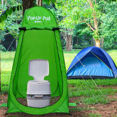 GigaTent portable outdoor shelter provides quick sun or rain protection.