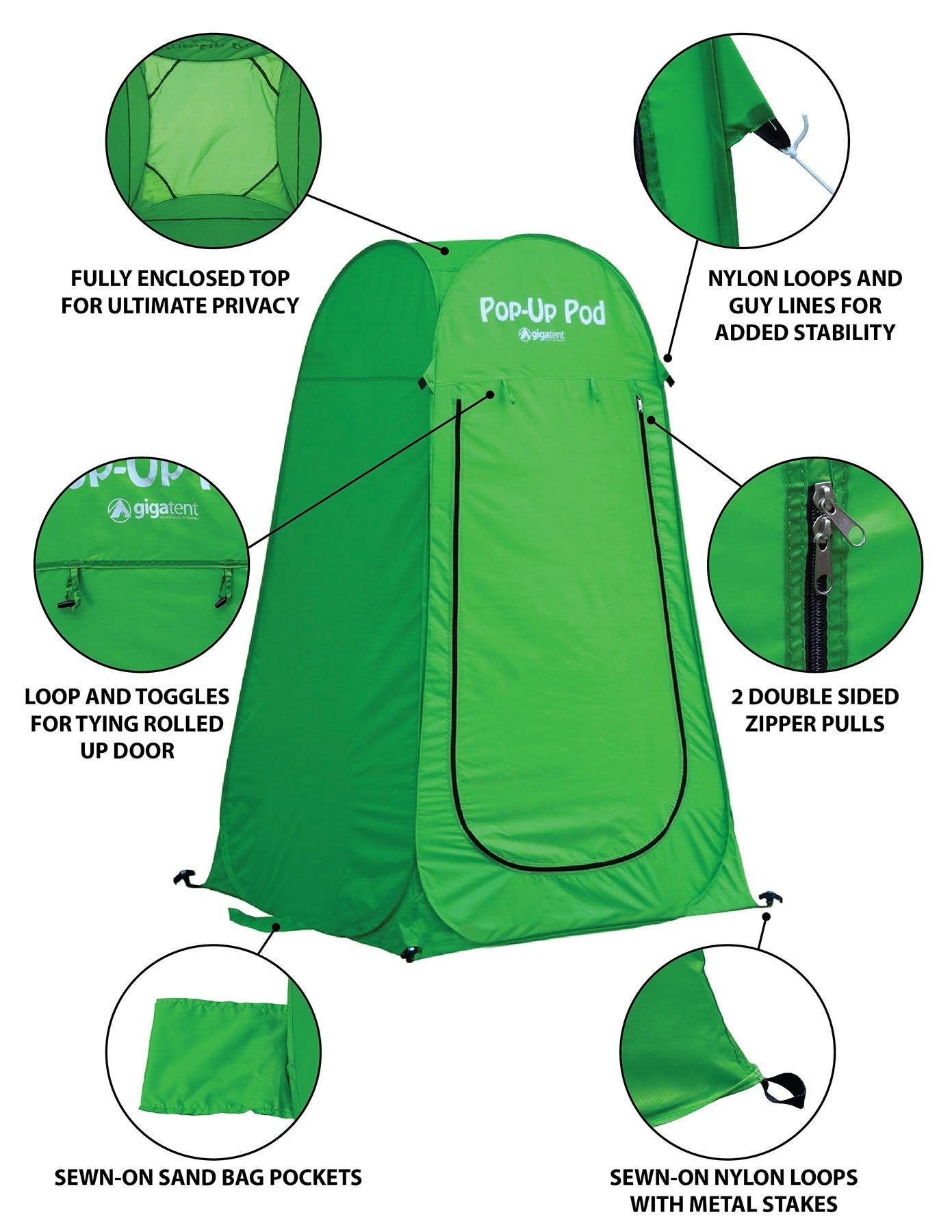 GigaTent private shower tent enabling outdoor showers on camping trips.