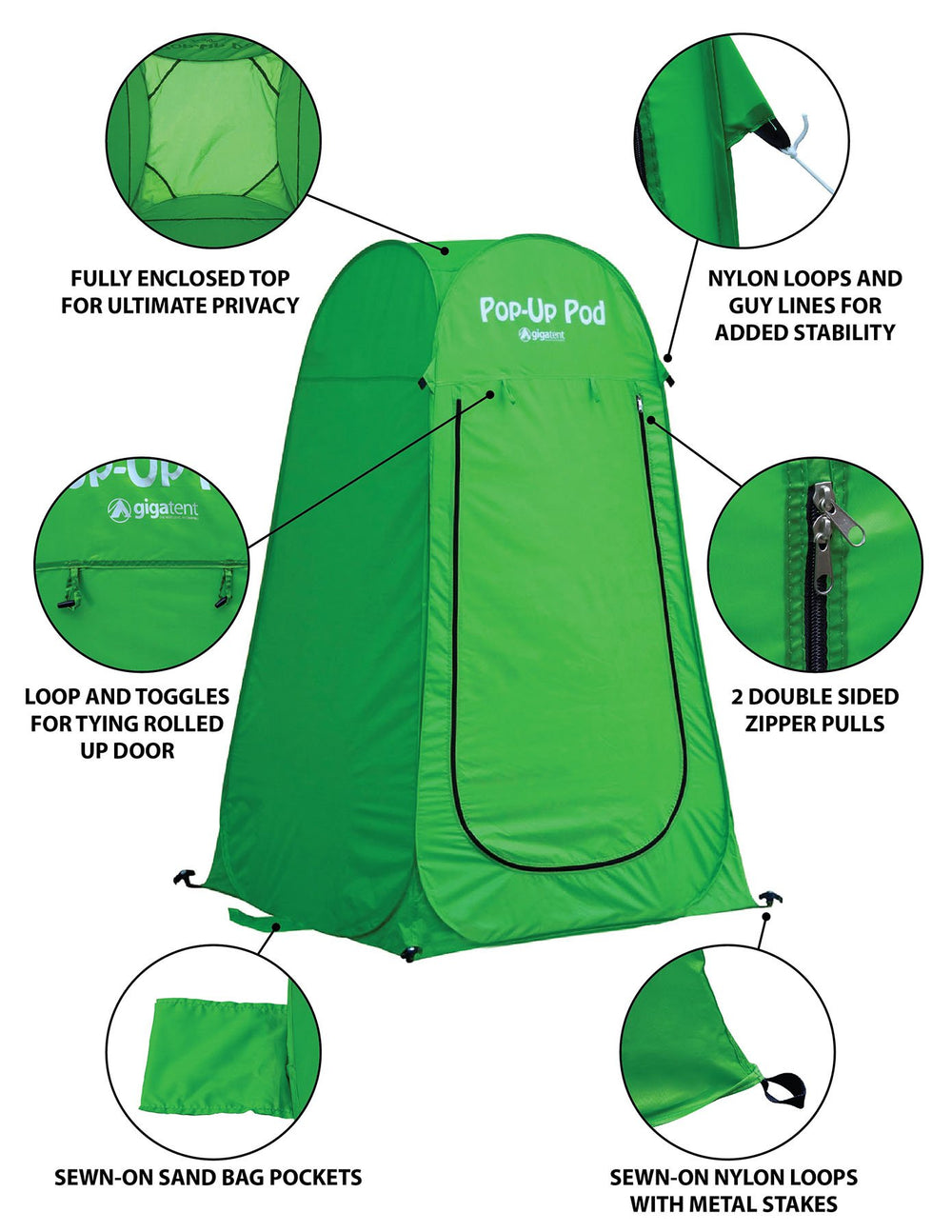 GigaTent private shower tent enabling outdoor showers on camping trips.