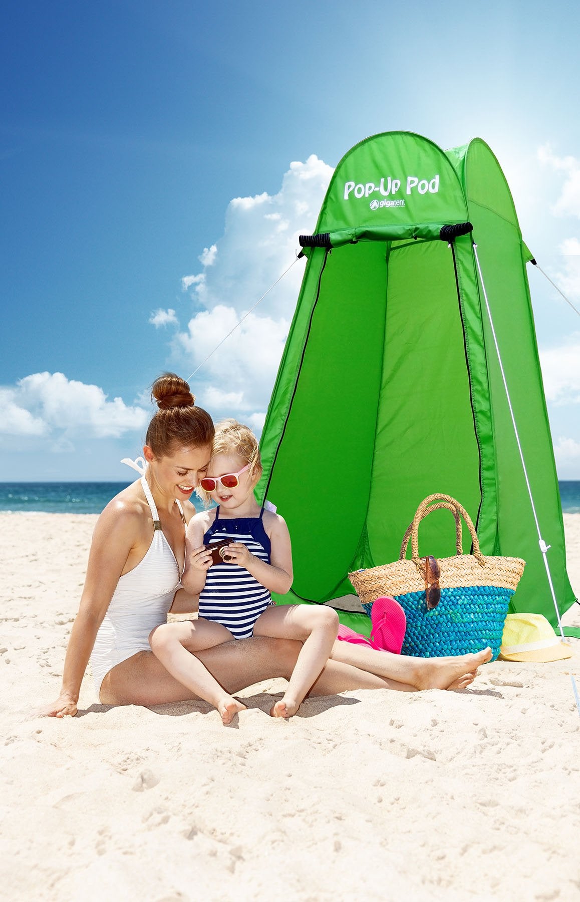 GigaTent rain and sun shelter suitable for beach or campsite shade.