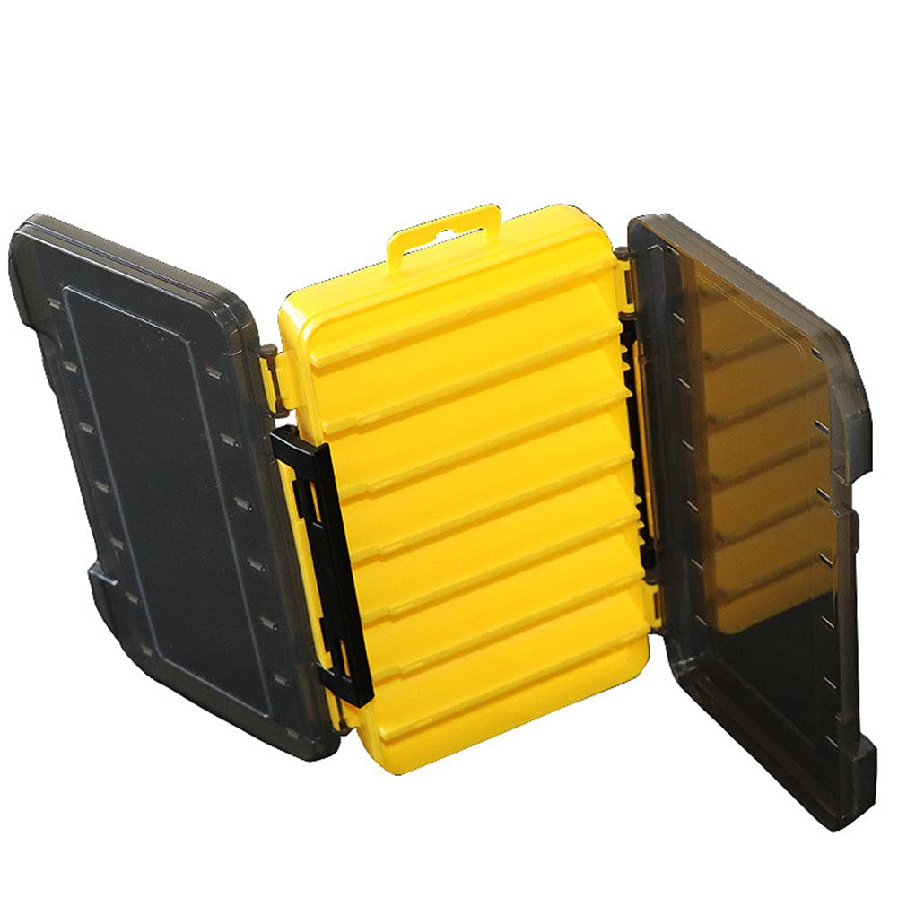 Small size lure box: 14 x 9.5 x 3 cm in dark gray and yellow