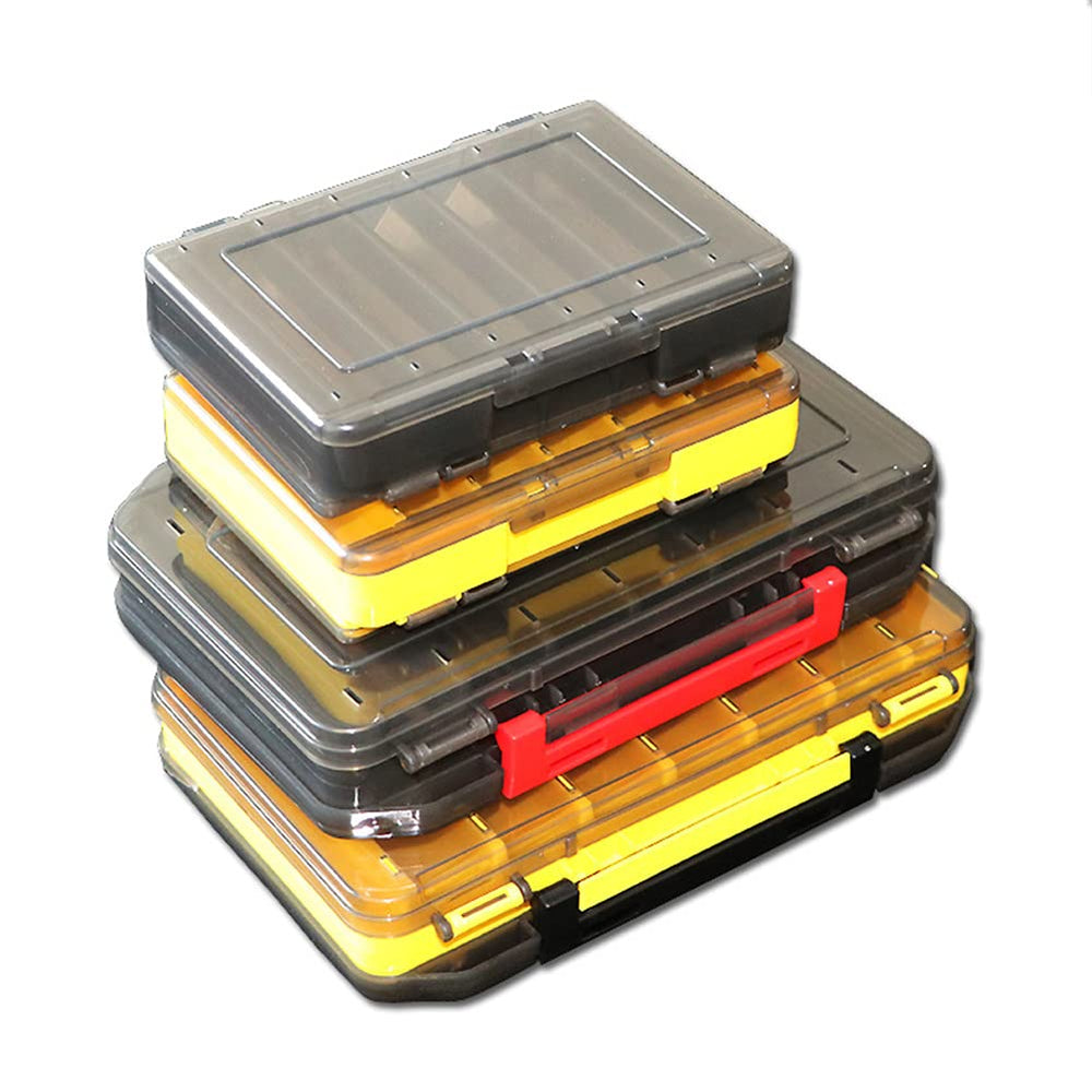 Large size lure box: 19.5 x 12 x 3.5 cm in dark gray and yellow