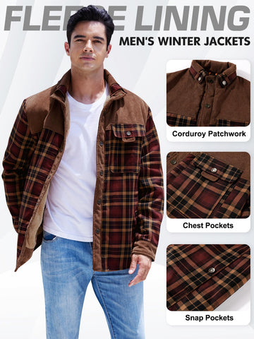Gihuo casual-winter styling on-model wearing plaid shacket outdoors for versatile warmth.