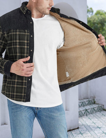 Gihuo sherpa-lined shacket with two pockets for secure storage