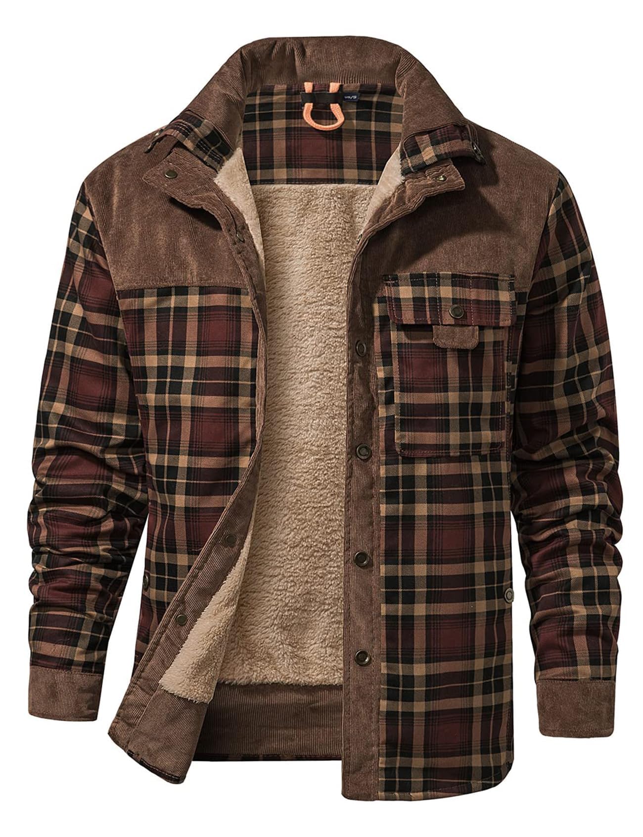 Gihuo sherpa-lined jacket close-up showing plush warmth and comfort.