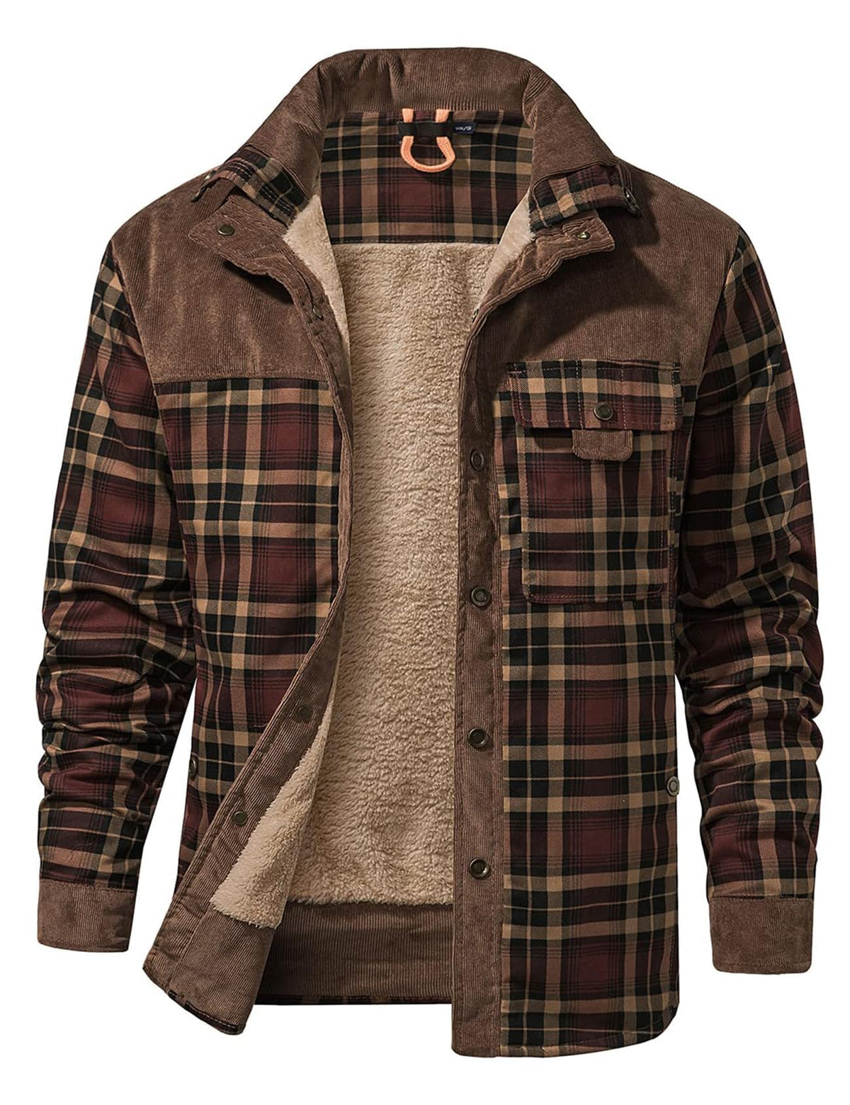 Gihuo sherpa-lined jacket close-up showing plush warmth and comfort.