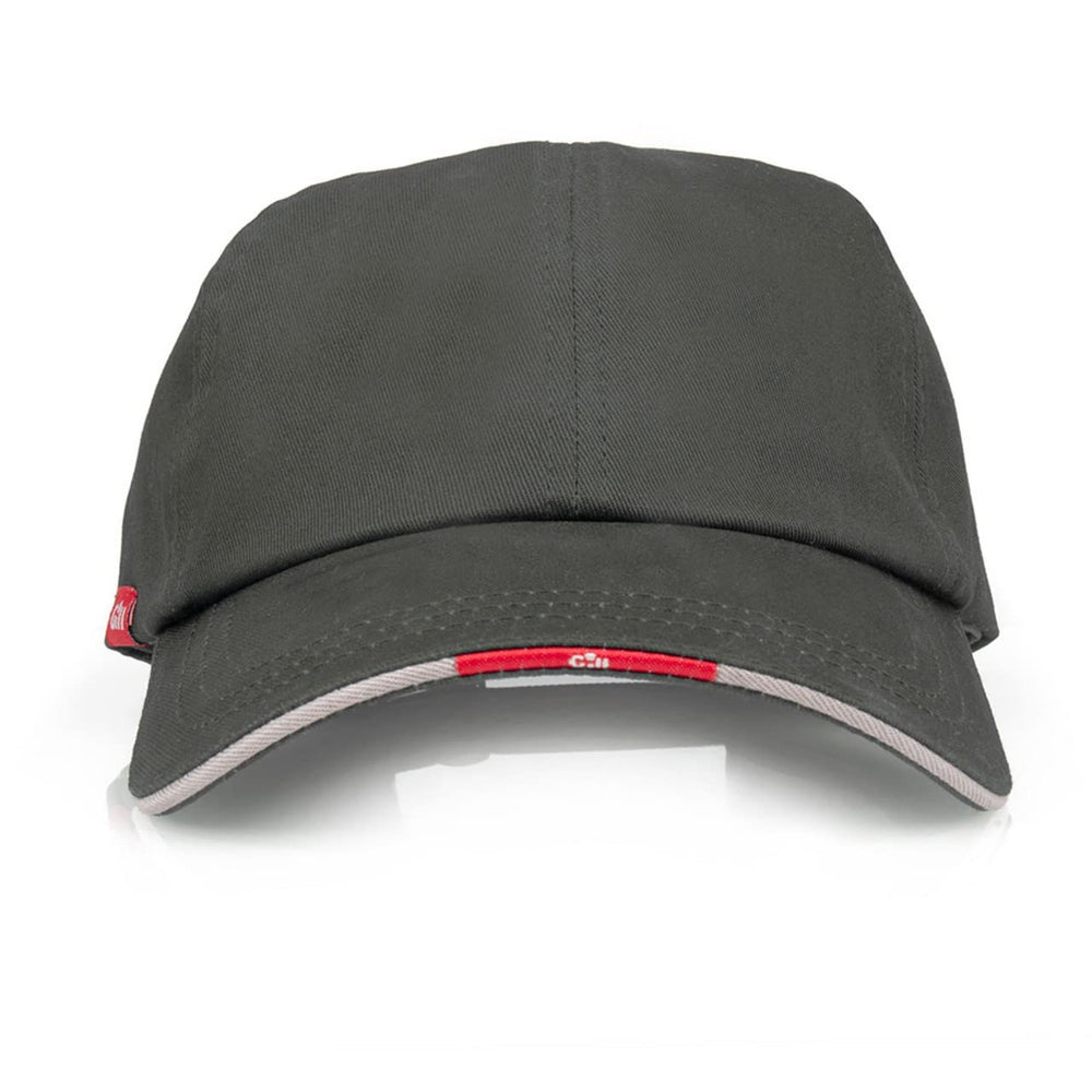 Gill Marine Cap Graphite embroidered logo and peak detail for nautical style.