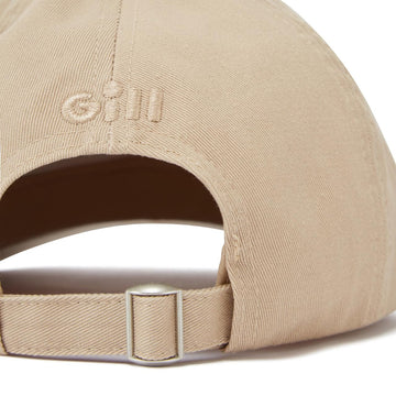 Gill Marine Cap khaki closeup of non-corrosive adjustor for sizing