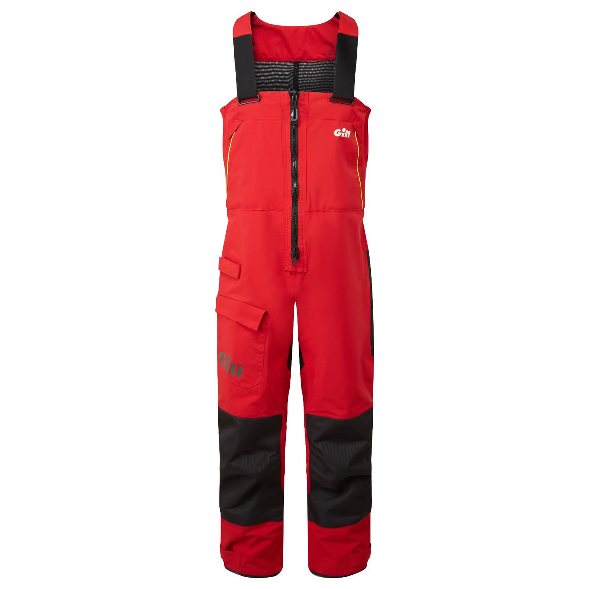 Gill mens OS2 Offshore trousers red front view highlighting waterproof protection for offshore sailing