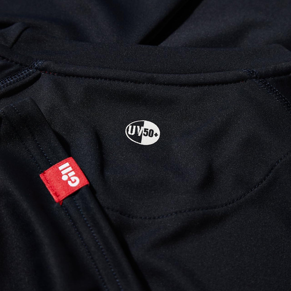 Gill UV Tec long sleeve top on deck action for outdoor use