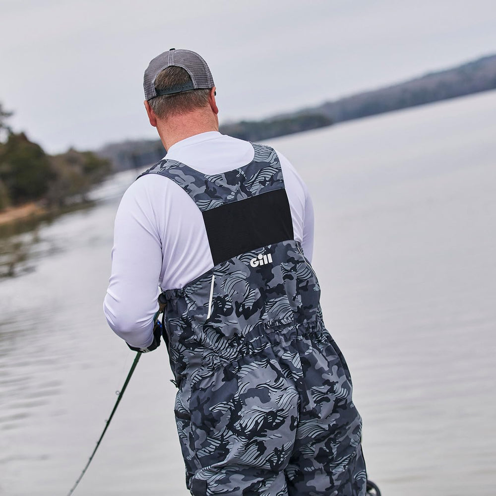Gill Meridian-X bib reinforced side tool pockets in use