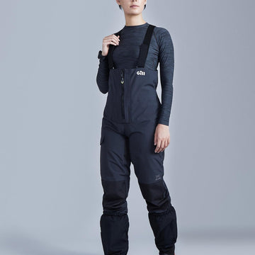 Gill OS3 women's coastal trousers back view highlights reinforced knees for durability.