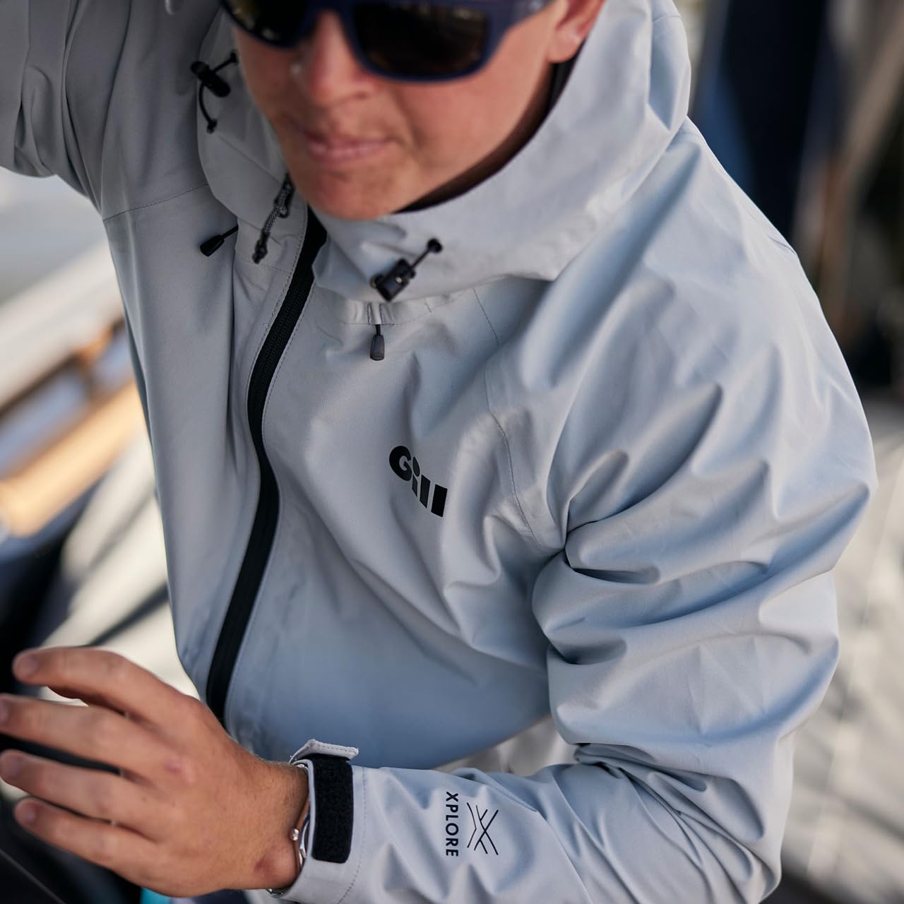 Gill Voyager Rain Jacket XPLORE fabric swatch demonstrates waterproof breathable technology.