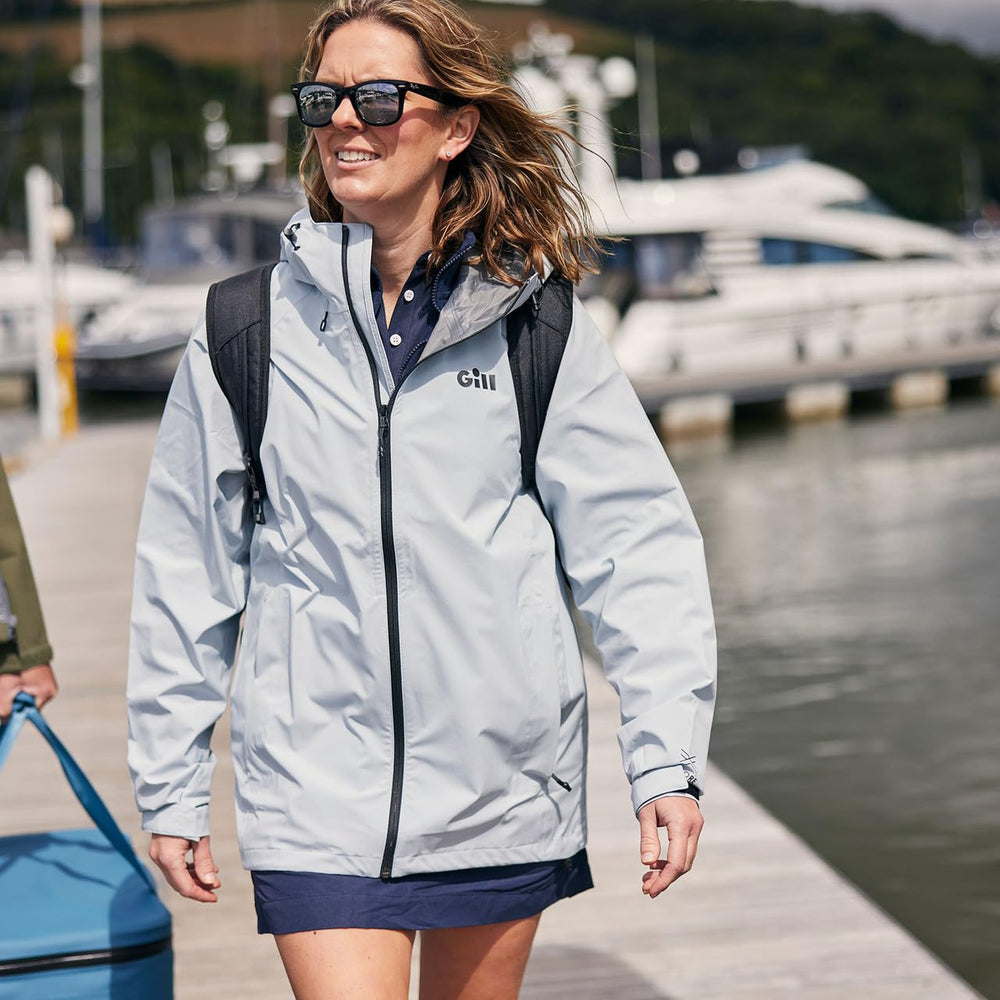 Gill Voyager Rain Jacket worn with casual outfit illustrates versatile minimalist style.