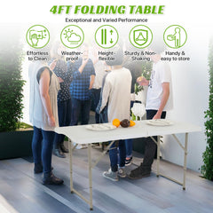 GINMAON 4ft folding table height adjustable from 19 to 29 inches.