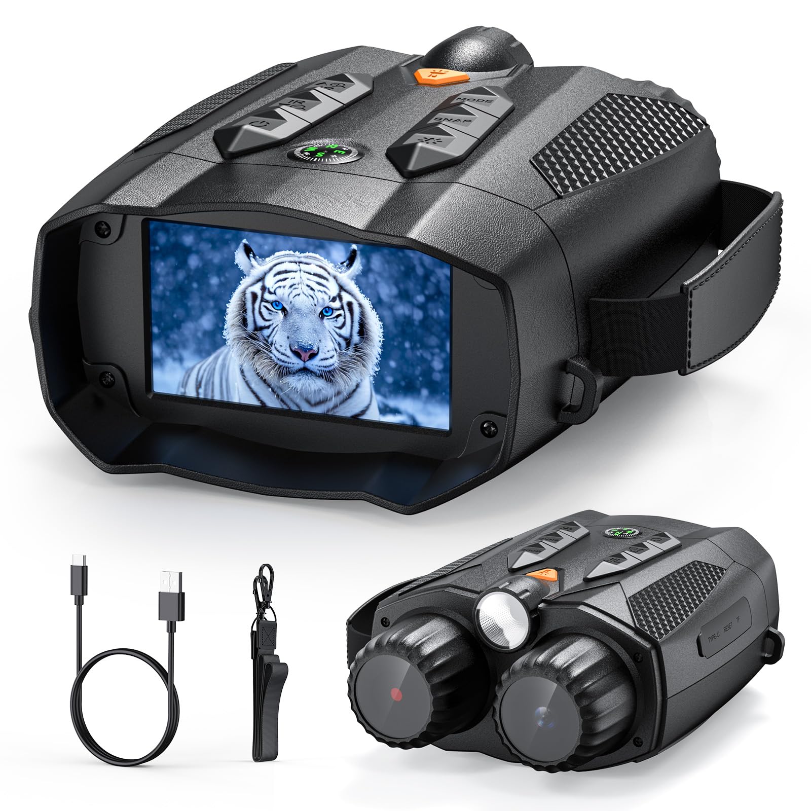 GinoCaco 4K night vision goggles front view ideal for low-light wildlife watching.