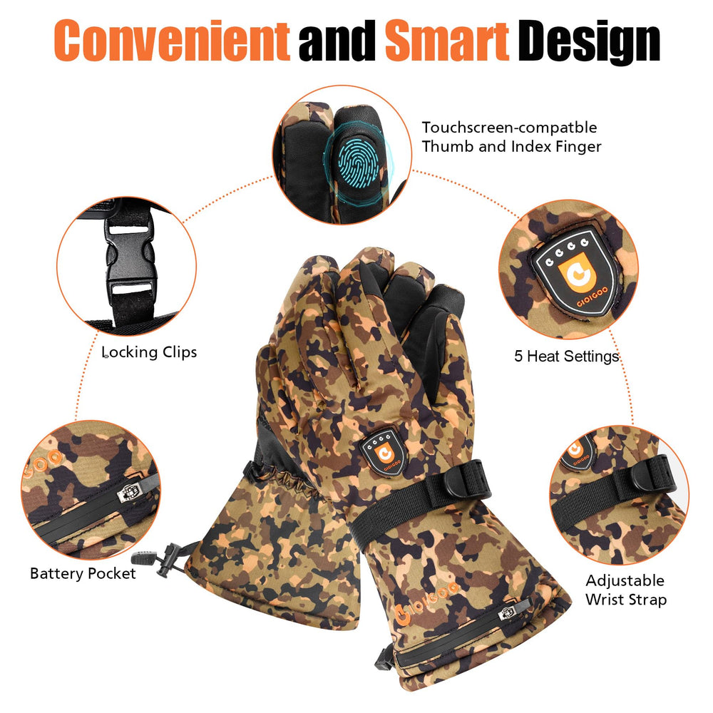 GIOIGOO heated gloves featuring waterproof and windproof materials in cold weather.