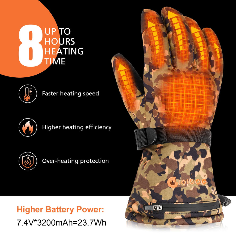 GIOIGOO heated gloves powered by a 3200mAh battery for extended outdoors warmth