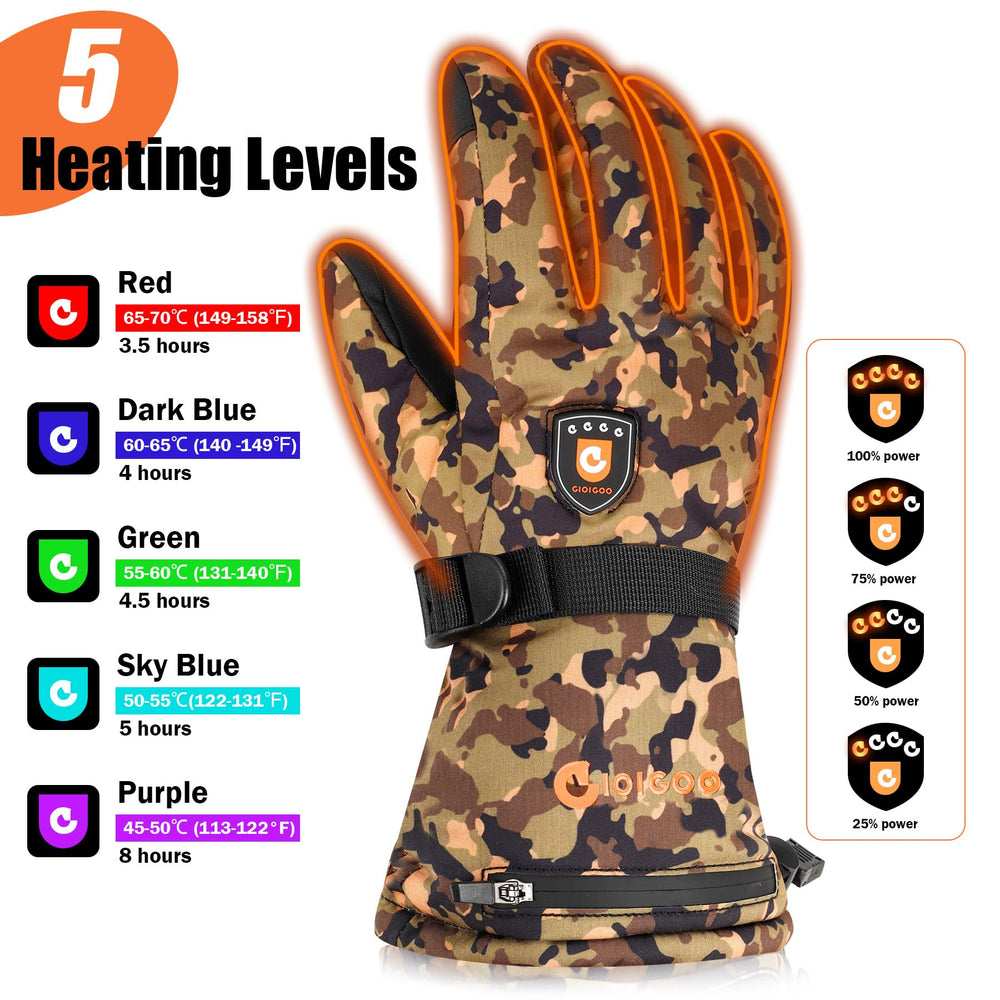 GIOIGOO heated gloves touchscreen fingertips enable device use without removal