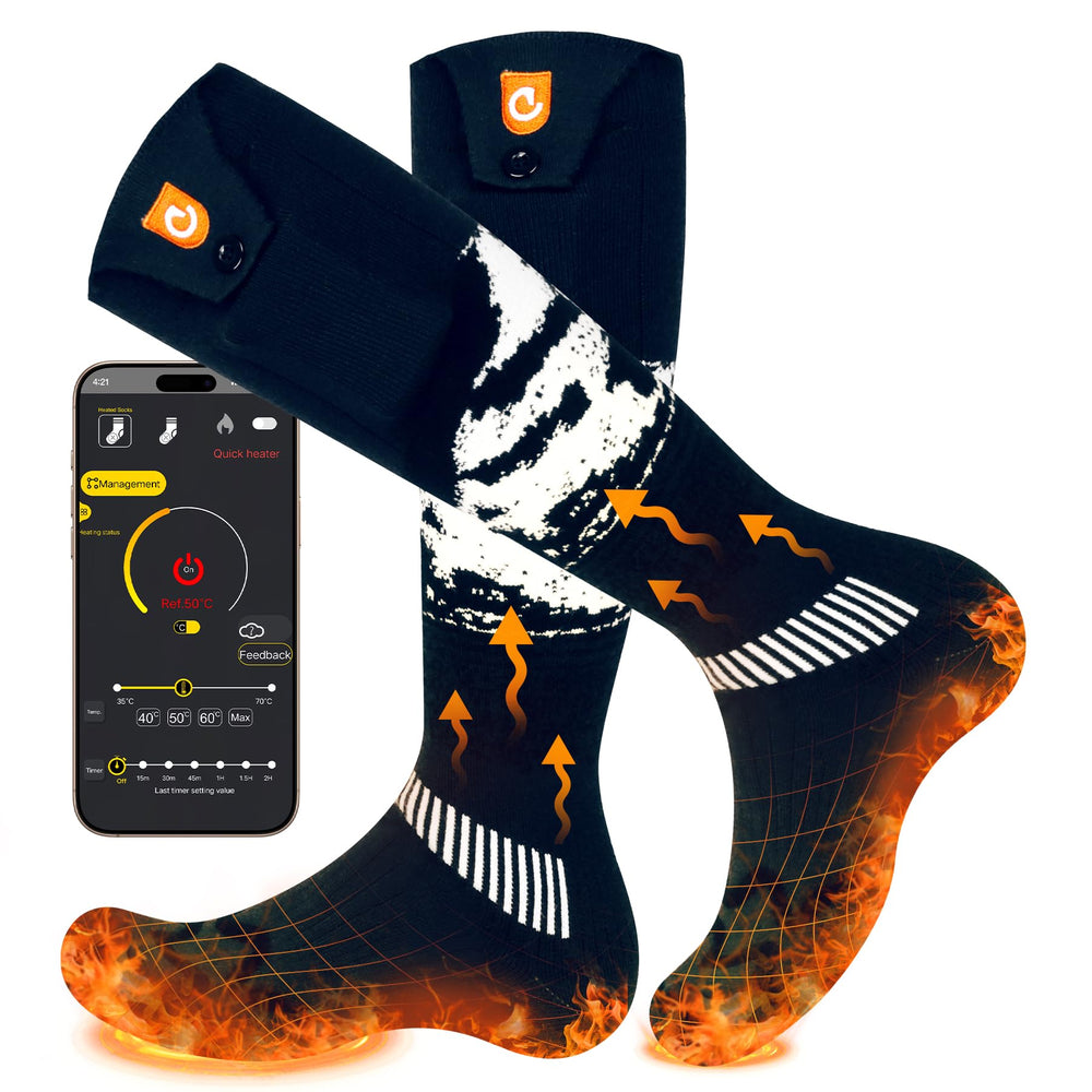 GIOIGOO heated socks with app control offer adjustable warmth for on-the-go comfort.