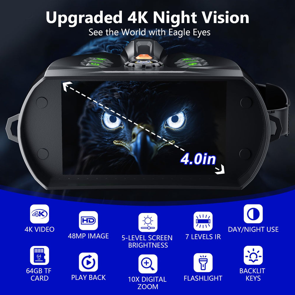 Gipsot 4K night vision goggles side view showing compact outdoor design