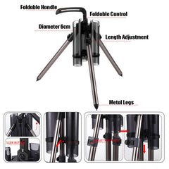 Close-up of aluminum alloy legs and ABS rod barrel