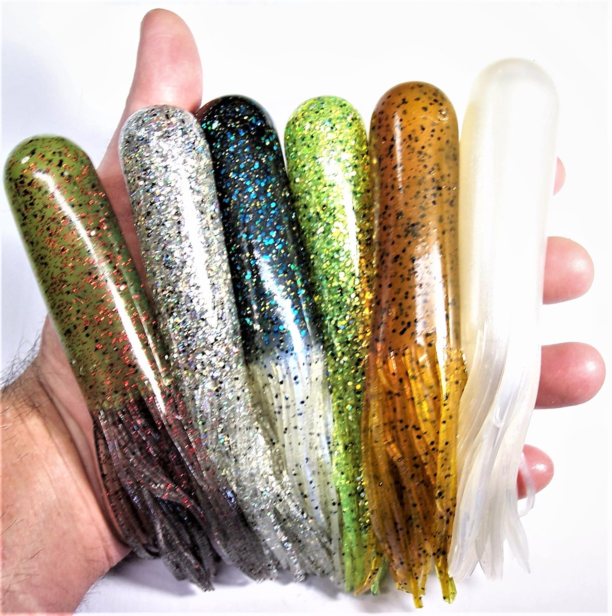 Gitzit Super Tubes 6-inch chartreuse-salt pepper with jigs, supports reel, jerk, and jig rigs.