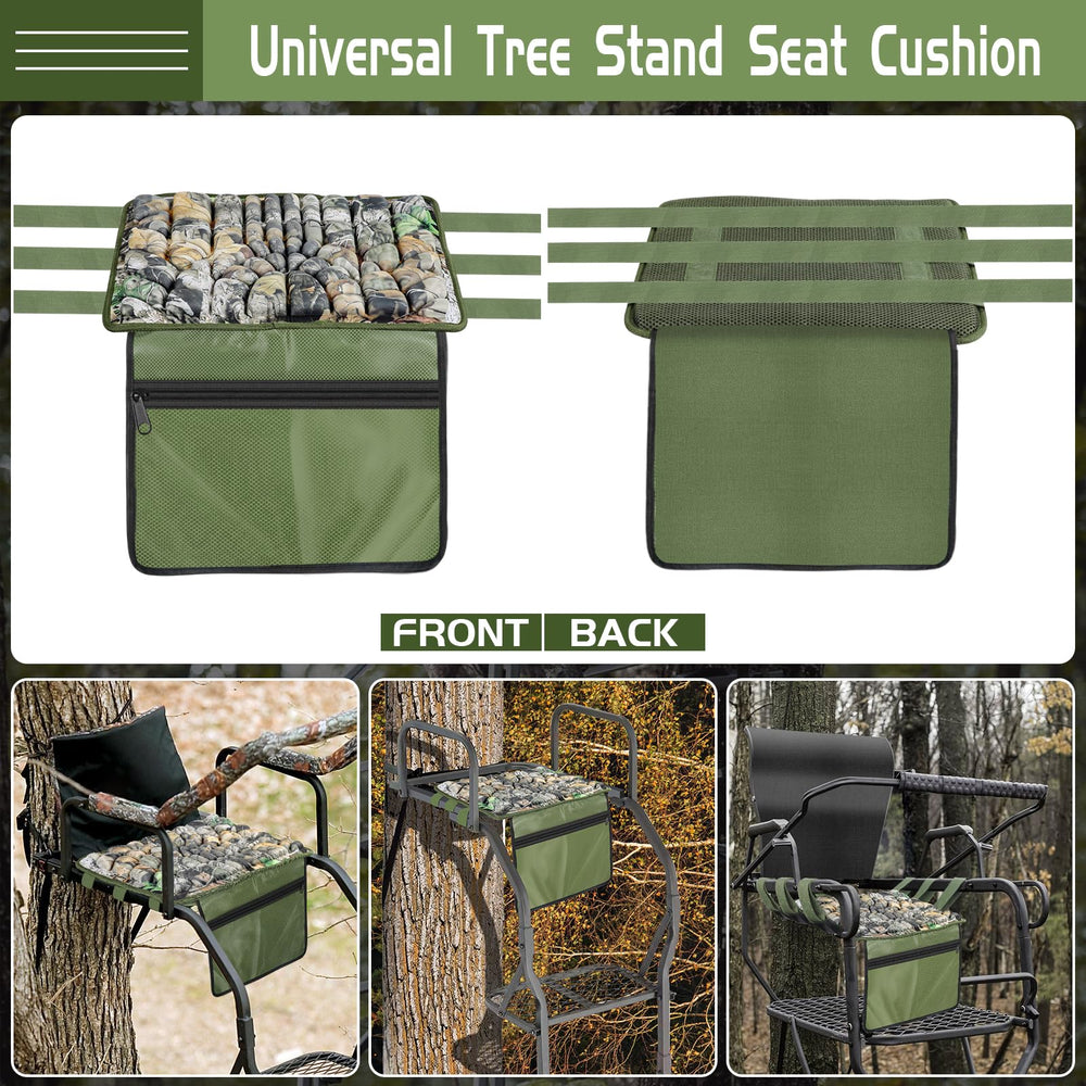 GJL seat in super camo timber color on a ladder stand