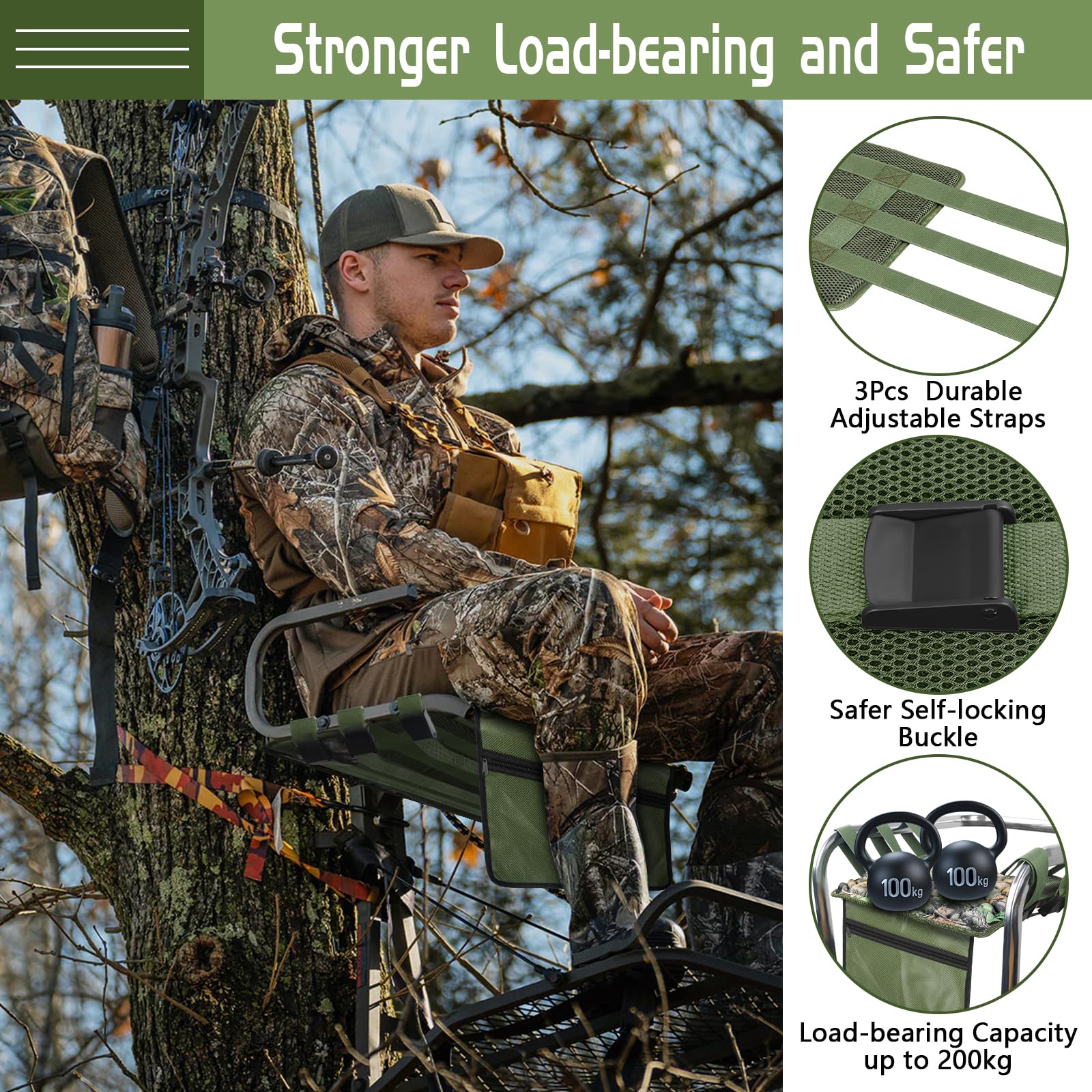 GJL tree stand seat with self-locking buckle for quick installation