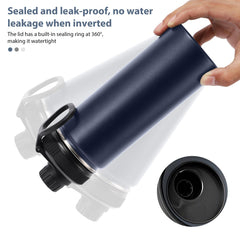 GJV dark blue insulated bottle provides reliable temperature control.