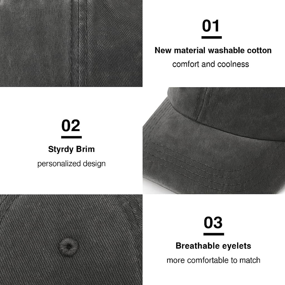 GJYCHL Soft garment-washed cotton hat ideal for travel and daily use