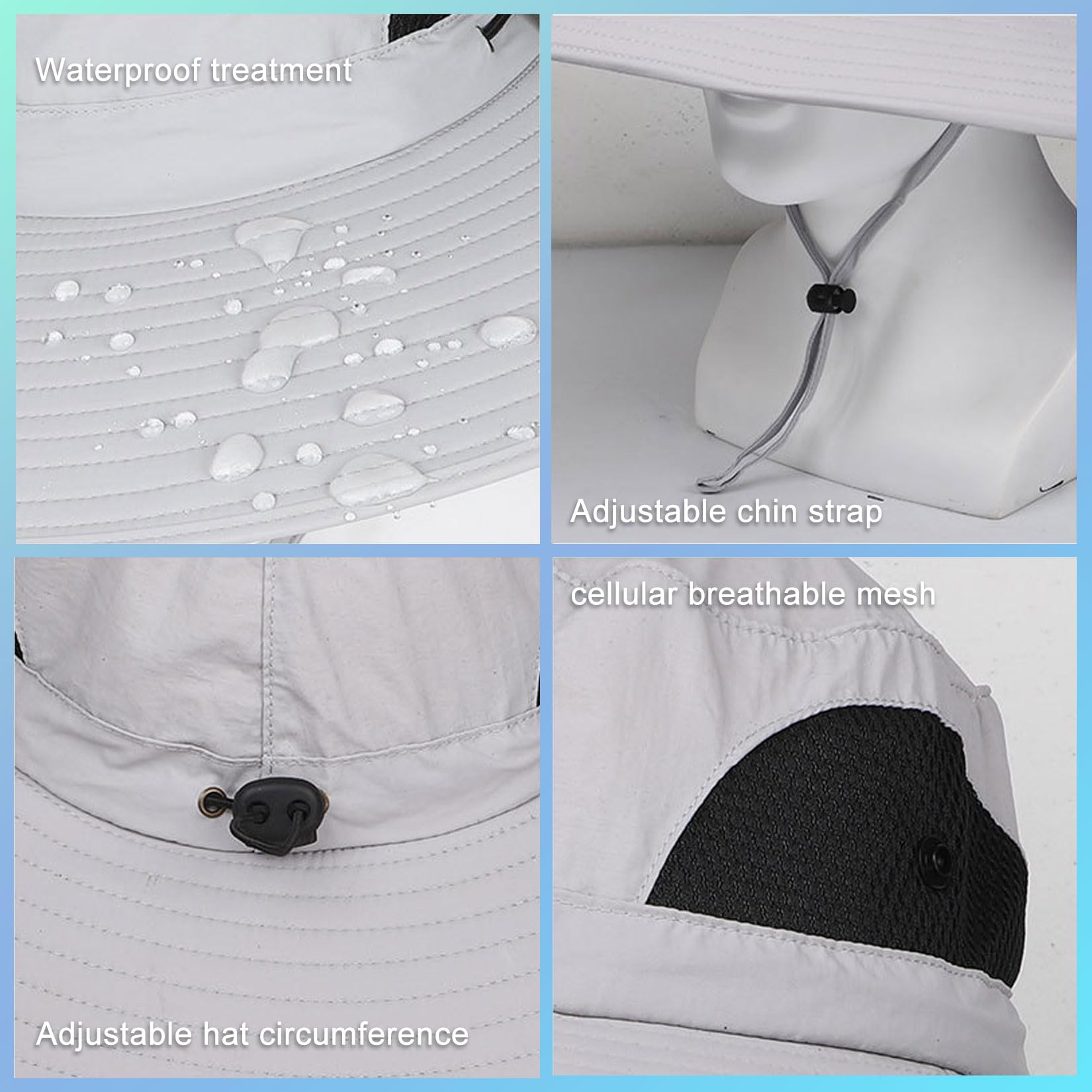 GL SUIT USB and solar-powered sun hat for charging convenience.