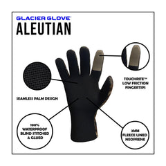 Glacier Glove Aleutian 2mm neoprene fleece-lined for warmth in cold outdoor work.